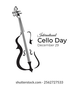 International Cello Day celebrated  on December 29 vector, illustration. Minimalist Cello design.