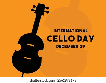 International Cello Day. December 29. Yellow background. Eps 10.