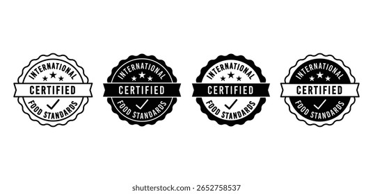 International Certified Seal Icons Black and White Vector Graphic Design Template
