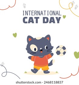 International character cat day background banner
