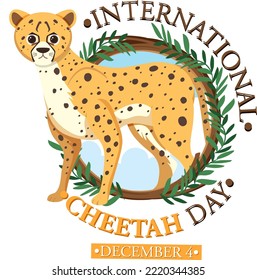 International cheetah day poster template illustration
