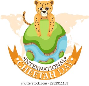 International cheetah day poster template illustration