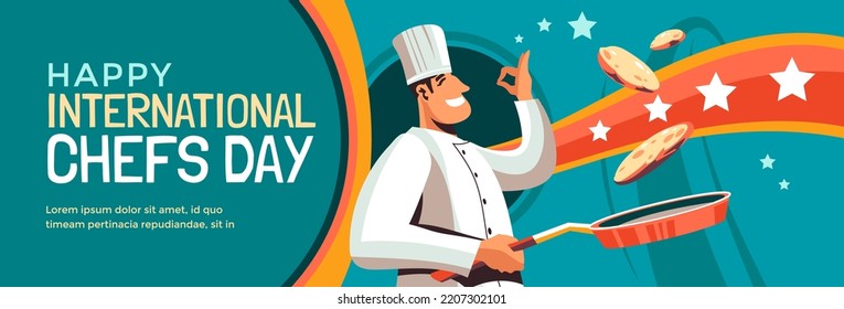 International Chef Day Horizontal Banner Vector Flat Design