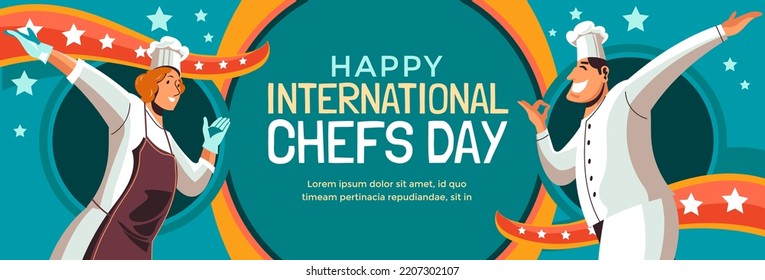 International Chef Day Horizontal Banner Vector Flat Design