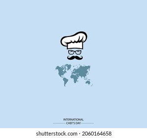 International Chefs Day concept background. chefs head with world map vector background October 20, Holiday concept. banner, ad, card, and poster.