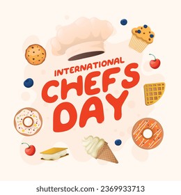 International Chefs Day design template good for celebration usage. chef hat vector image. flat design. vector eps 10.