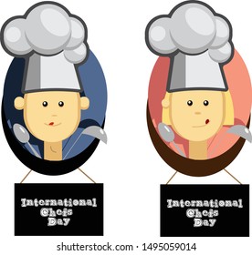 International Chefs Day. October 20. Stock Vector Illustration.