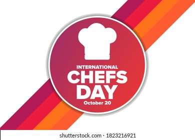 International Chefs Day. October 20. Holiday concept. Template for background, banner, card, poster with text inscription. Vector EPS10 illustration