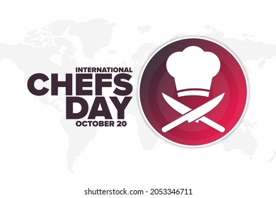 International Chefs Day. October 20. Holiday concept. Template for background, banner, card, poster with text inscription. Vector EPS10 illustration