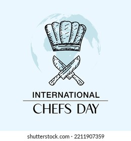 International Chefs Day October 20, Template for background, banner, card, poster with chef hat icon and text inscription