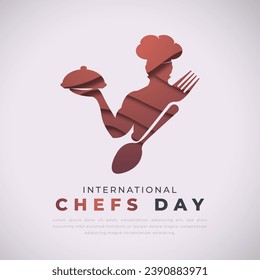 International Chefs Day Paper cut style Vector Design Illustration for Background, Poster, Banner, Advertising, Greeting Card