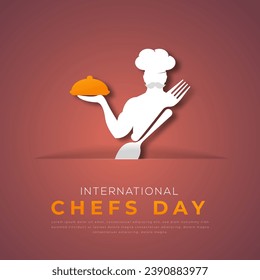 International Chefs Day Paper cut style Vector Design Illustration for Background, Poster, Banner, Advertising, Greeting Card