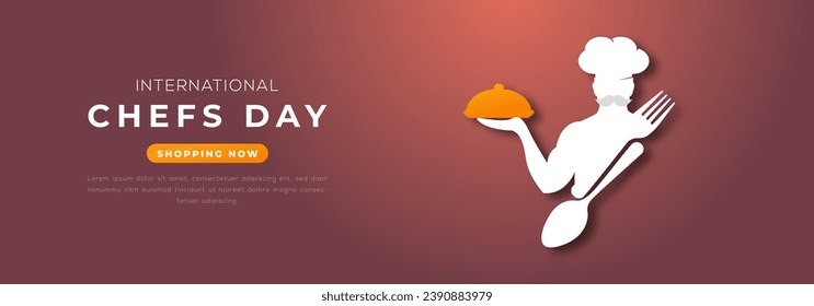 International Chefs Day Paper cut style Vector Design Illustration for Background, Poster, Banner, Advertising, Greeting Card