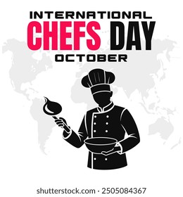 Día Internacional de los Chefs Vector Artes Culinarias y Diseño de Apreciación al Chef