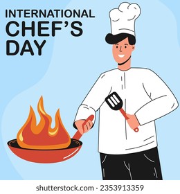 International Chef's Day. Vector illustration. Profession holiday. Cook. Cap.