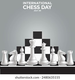 International Chess day 20 july 2024 all chess piecess with background pettren