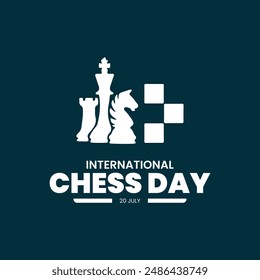 international chess day, 20 July, simple typography for chess day, eps file. vector illustration, editable template.