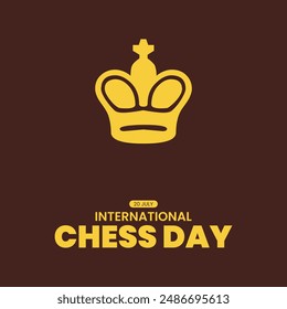 international chess day, 20 July, simple typography for chess day, eps file.