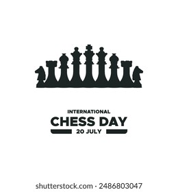 international chess day, 20 July, simple design, vector illustration. simple typography for chess day, eps file.