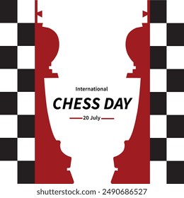 International Chess Day 20 July. Vector illustration of Chess Piece King. Template for background, banner, card, poster.