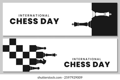 International chess day 20 july, banners template.