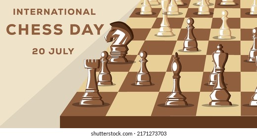 international chess day with a chess board table and chess pieces