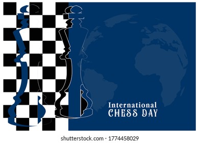 International chess day card. July 20. Vector illustration