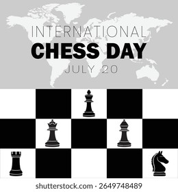 International chess day celebration social media poster or banner vector illustration design 
