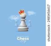 International Chess Day, Chess Day creative design, chess and flying bird, cloud, design for a banner, poster vector illustration