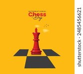 International Chess Day, Chess Day creative design, chess and flying bird, cloud, design for a banner, poster vector illustration