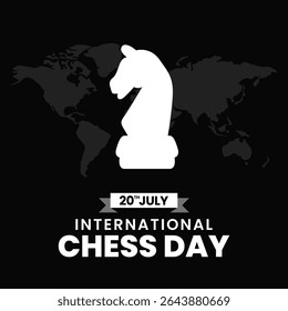 International Chess Day greeting card creative banner, poster, social media post illustration