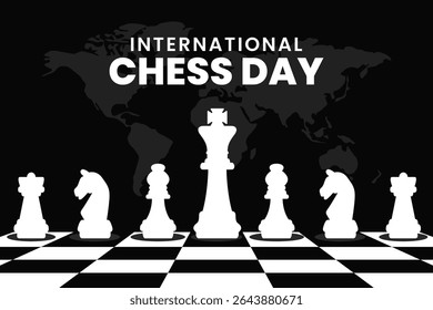 International Chess Day greeting card creative banner, poster, social media post illustration