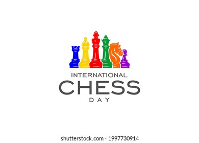 International Chess Day. Holiday concept. Template for background, banner, card, poster, t-shirt with text inscription, vector eps 10