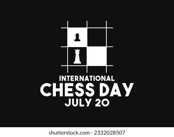 International Chess Day. July 20. Flat design vector. Black background. Eps 10.