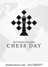 International Chess Day July 20. Design for advertising, invitation, banner, poster.