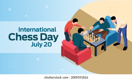 International Chess Day june 20 business brochure flyer banner design horizontal template vector, cover presentation abstract, modern publication poster and flag-banner, layout in rectangle size.
