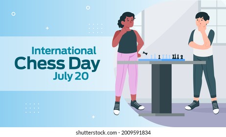 International Chess Day june 20 business brochure flyer banner design horizontal template vector, cover presentation abstract, modern publication poster and flag-banner, layout in rectangle size.