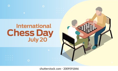 International Chess Day june 20 business brochure flyer banner design horizontal template vector, cover presentation abstract, modern publication poster and flag-banner, layout in rectangle size.