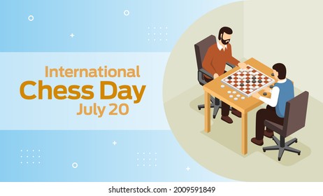 International Chess Day june 20 business brochure flyer banner design horizontal template vector, cover presentation abstract, modern publication poster and flag-banner, layout in rectangle size.