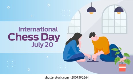 International Chess Day june 20 business brochure flyer banner design horizontal template vector, cover presentation abstract, modern publication poster and flag-banner, layout in rectangle size.