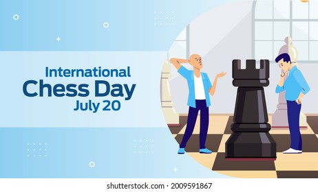 International Chess Day june 20 business brochure flyer banner design horizontal template vector, cover presentation abstract, modern publication poster and flag-banner, layout in rectangle size.