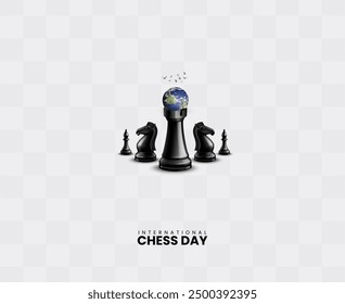 International Chess Day, Chess king with pawn, Chess tournament, creative Chess Day concept, vector illustration