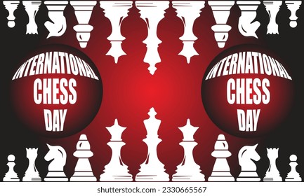 International Chess Day Logo and Background Illustration Simple Design