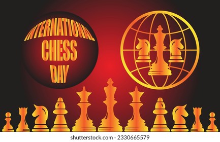Logo del Día Internacional del Ajedrez e ilustración de fondo Diseño sencillo