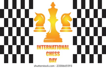International Chess Day Logo and Background Illustration Simple Design