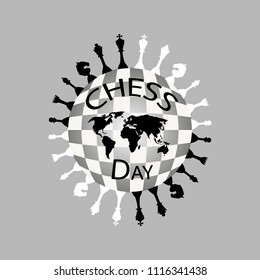 International Chess Day Logo black and white. Vector illustration