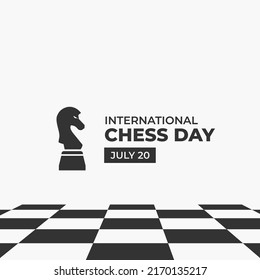 International Chess Day Poster with Knight and Chessboard in July 20th Celebration