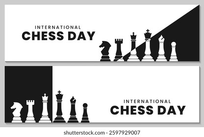International chess day. Premium banner set design