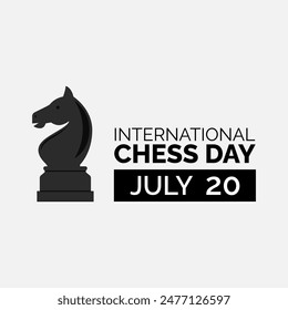 International chess day for simple minimalistic social media banner. 20 July. Sport game card