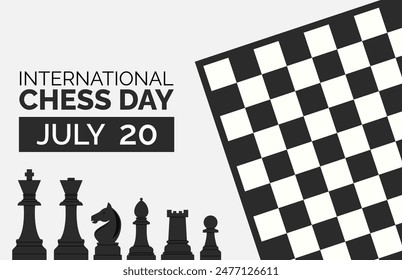 International chess day for social media banner. 20 July
